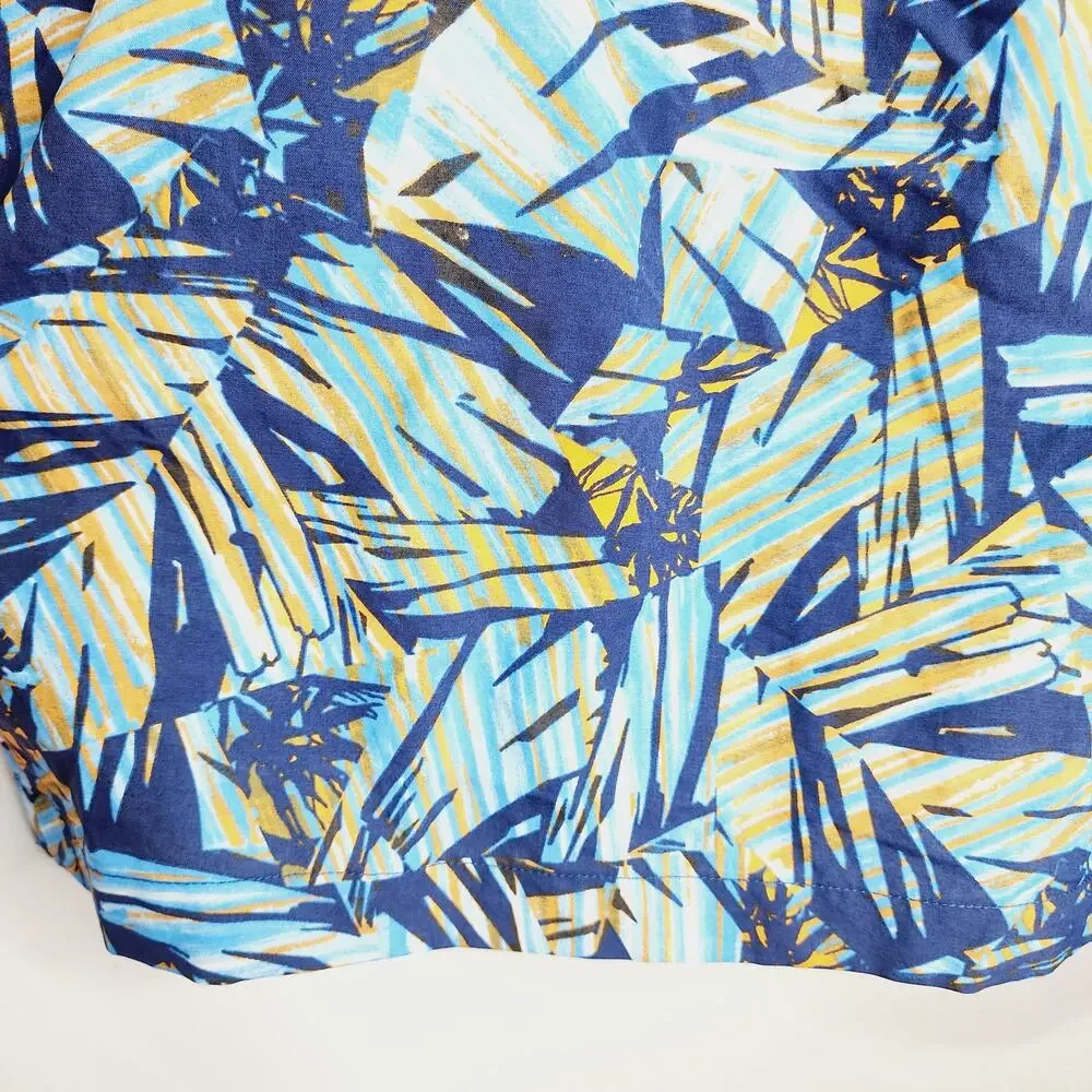 Columbia Omni Shade Swim Shorts Men's XL Blue Tropical Palm Print Lined Coastal